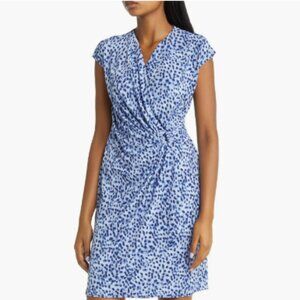 Clara Lagoon Leopard Print Faux Wrap Dress